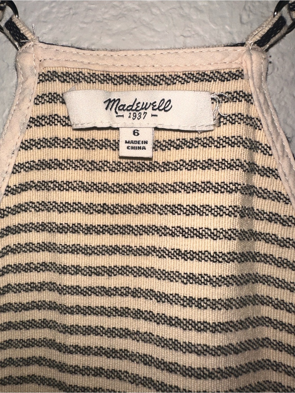 Madewell Black Tan Striped Racerback Mini Dress Size 6 - Picture 5 of 5